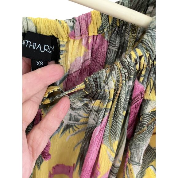 Cynthia Rowley Women Teen XS Mini Dress Tropical Off On Shoulder Boho Flowy - Picture 2 of 6